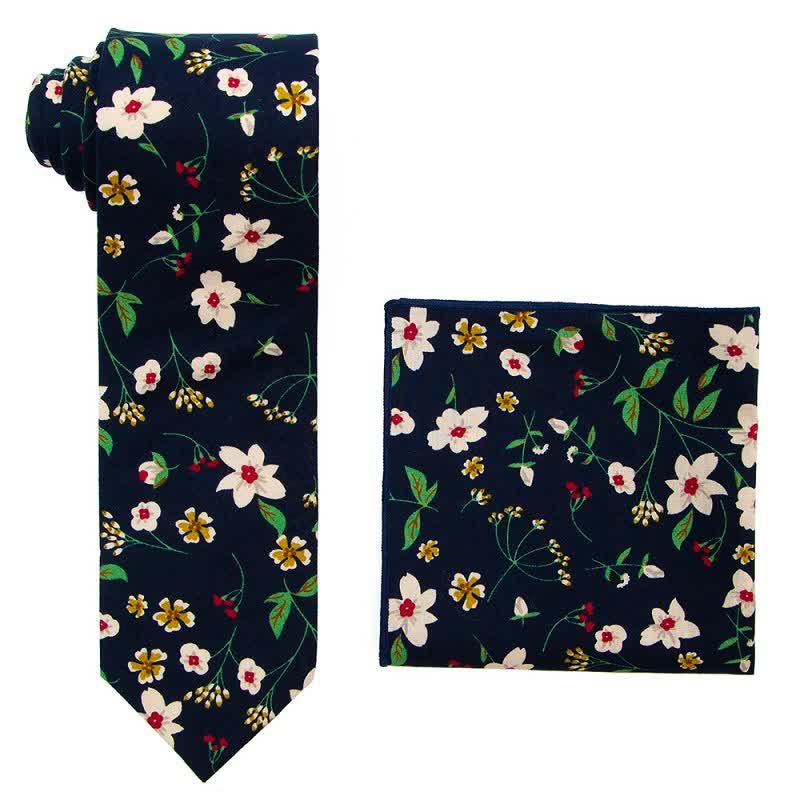 2Pcs Men's Literary Art Floral Necktie Set - Style #2 - image 2