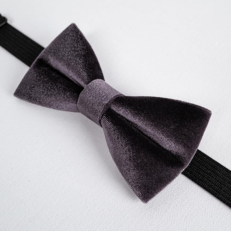 Men's Dark Purple Solid Color Velvet Bow Tie - image 4