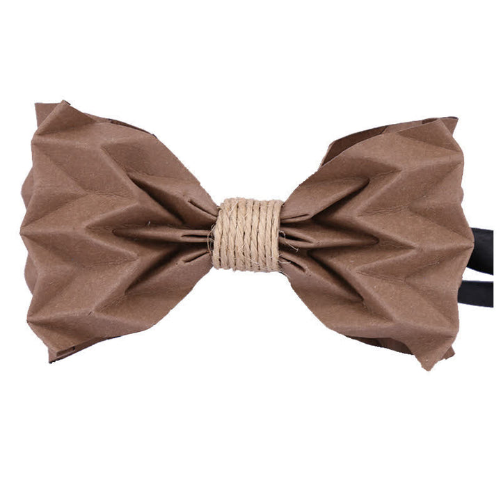 Men's Creative Environmental Kraft Paper Bow Tie - Brown With Rope - image 0