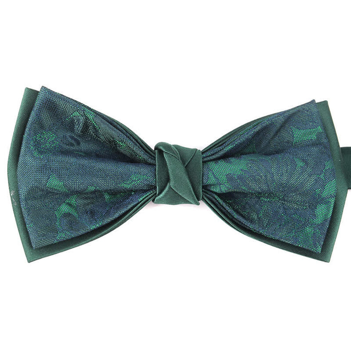 Men's Elegant Floral Botanical Bow Tie - Green #2 - image 11