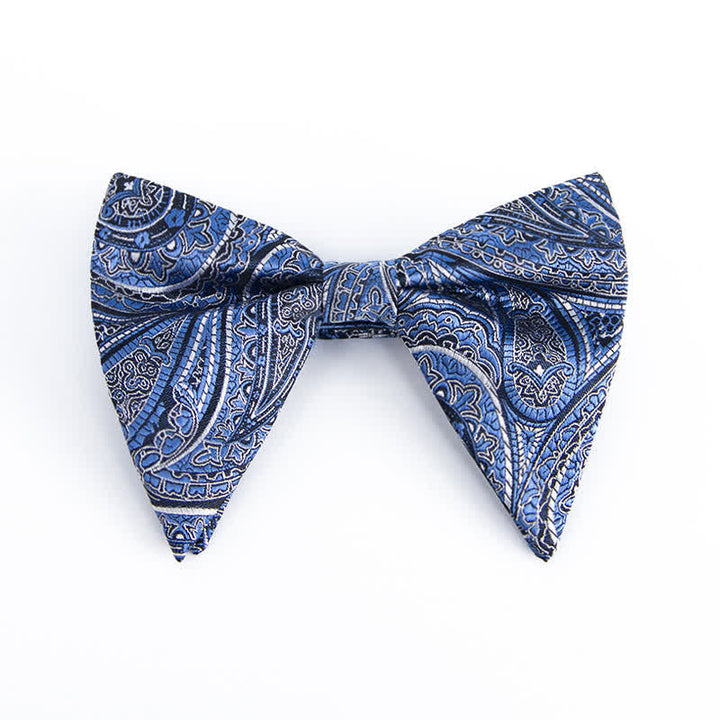 Men's Colorful Paisley Oversized Pointed Bow Tie - Blue #1 - image 12