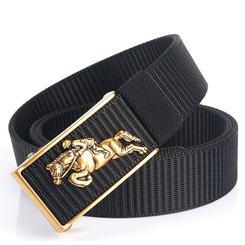 Men's Horseback Riding Nylon Belt - Black / Gold - 48" - image 7