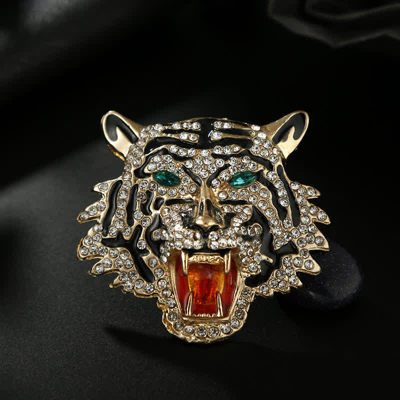 Men's Retro Tiger Head Brooch - image 1
