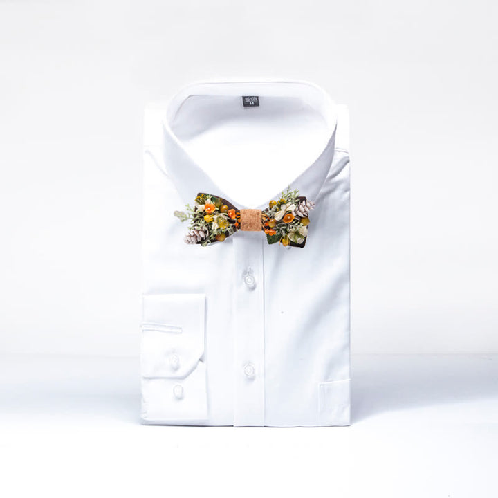 Men's Vintage Forest Bouquet Wooden Bow Tie - image 1