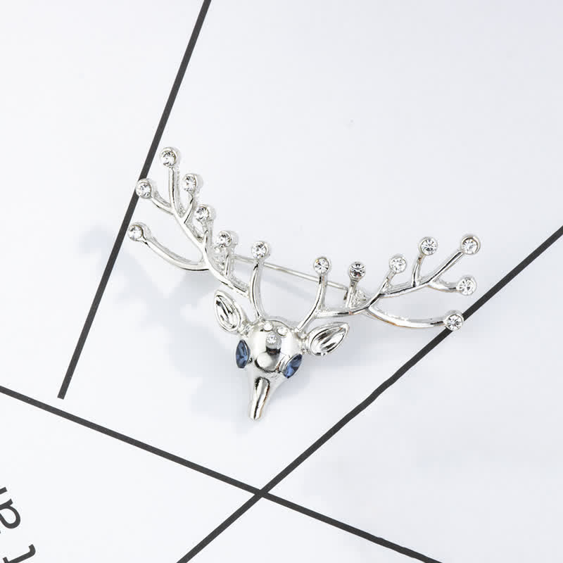 Men's Living Christmas Elk Brooch - Silver - image 4