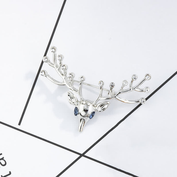 Men's Living Christmas Elk Brooch - Silver - image 4