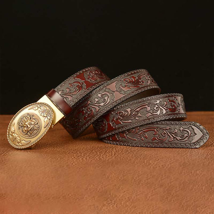 Men's Dragon Elliptical Buckle Leather Belt - image 4