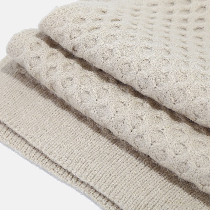 3Pcs Women's Criss Cross Knit Hat Scarf Gloves Set