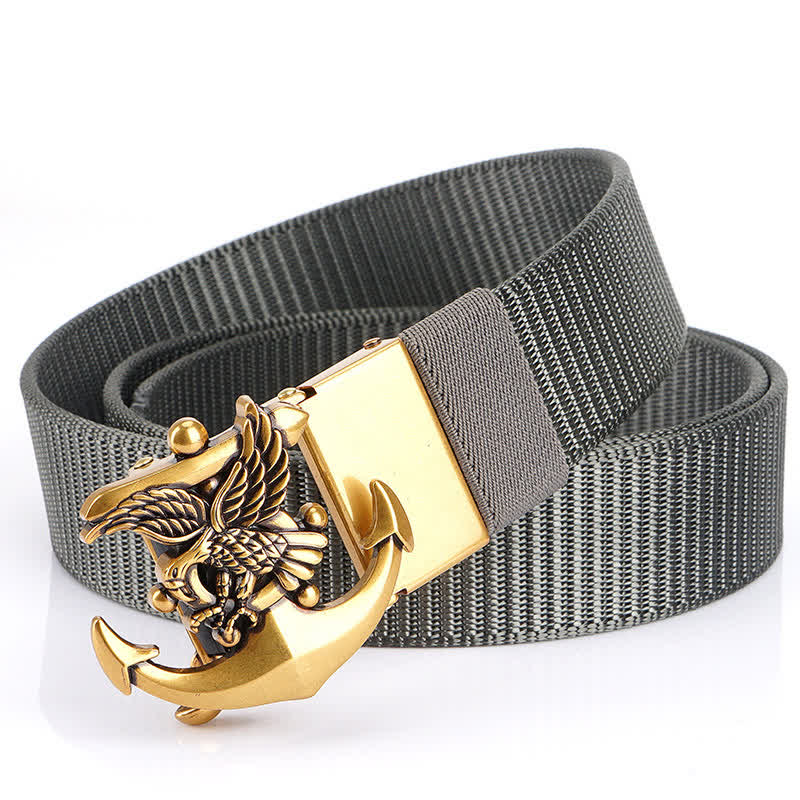 Men's Eagle Anchor Nylon Belt - Gray / Gold - 48" - image 12