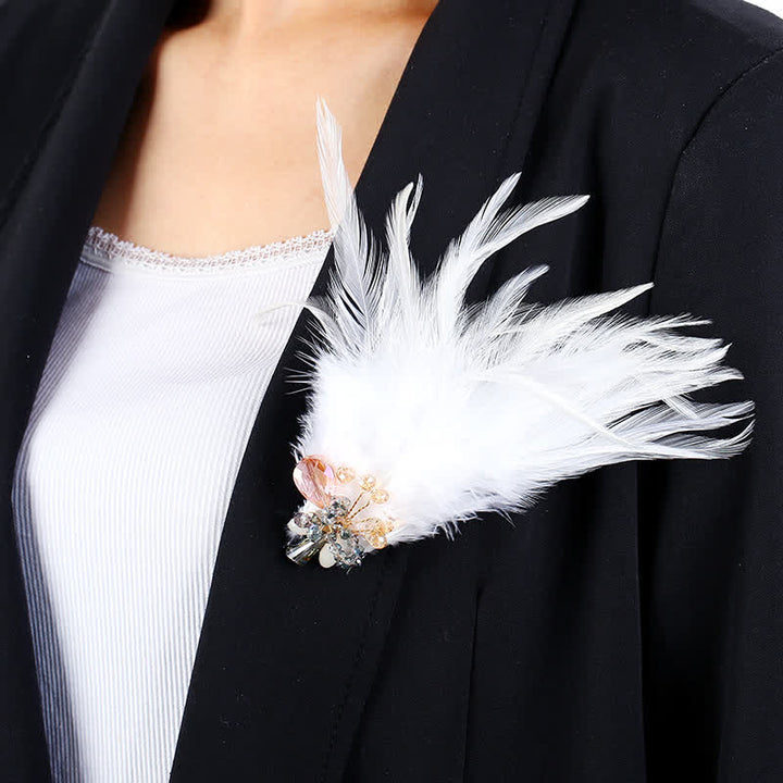 Women's Luxury Crystal Branch Snowflake Feather Brooch - image 1