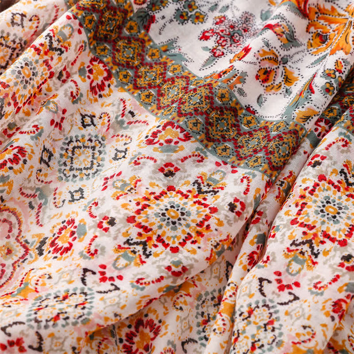 Women's Orange Bohemian Ethnic Beach Cape Scarf - image 6
