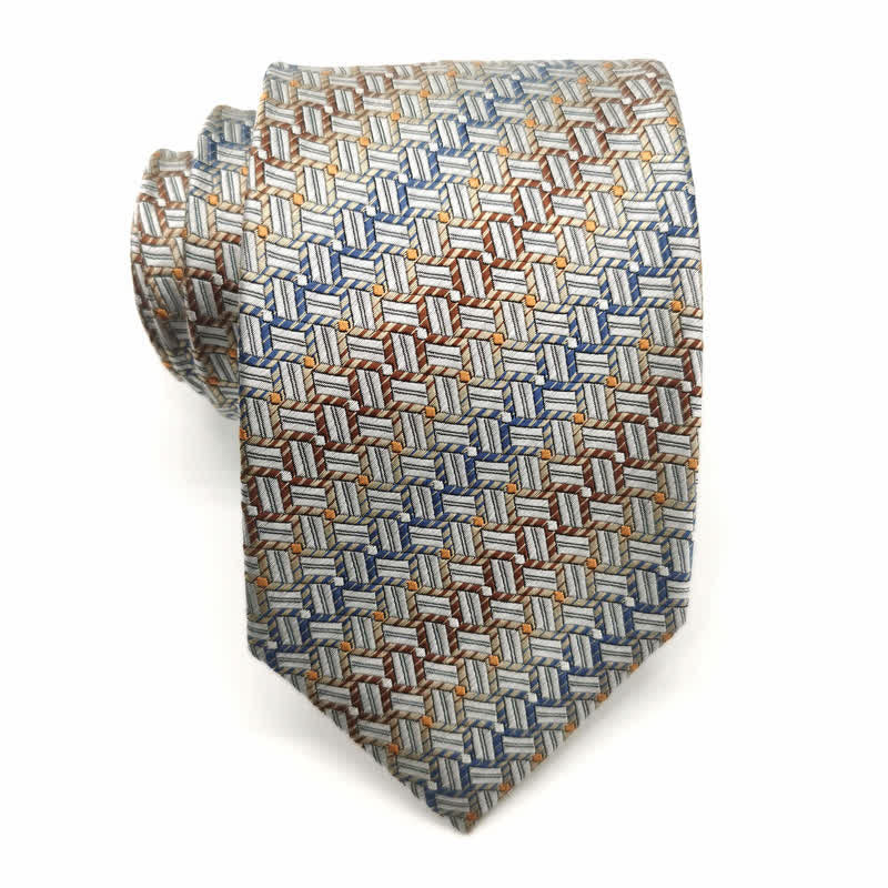 Men's Graduated Weave Pattern Pure Silk Necktie - Gray - image 6
