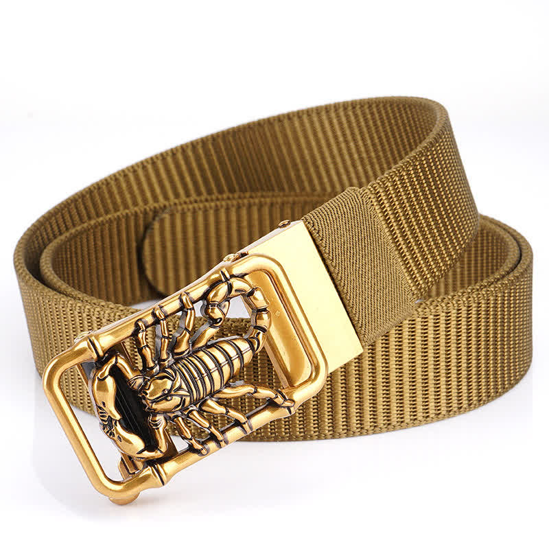 Men's King Scorpion Simple Nylon Belt - Khaki / Gold - 48" - image 10