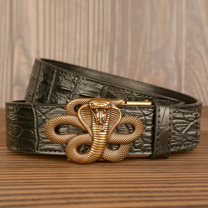 Men's Curled Cobra Alligator Pattern Leather Belt - image 0