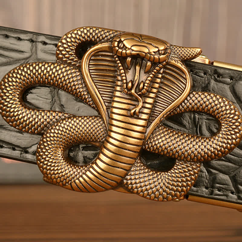 Men's Curled Cobra Alligator Pattern Leather Belt - image 7