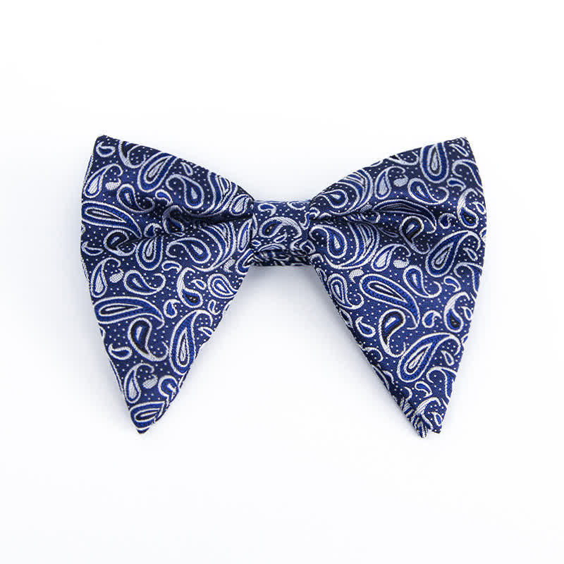 Men's Colorful Paisley Oversized Pointed Bow Tie - Blue #2 - image 13