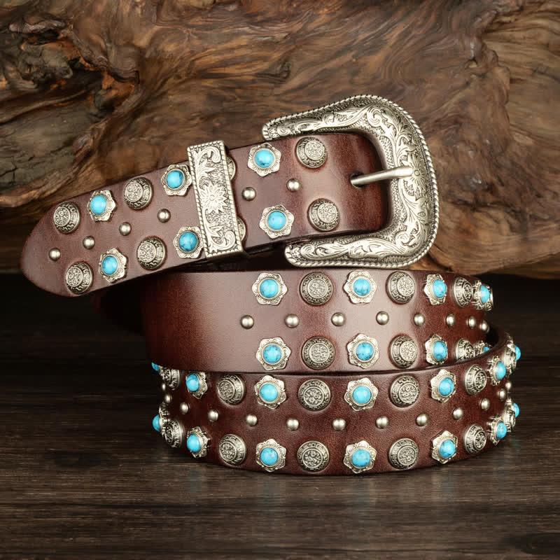 Unisex Luxurious Imitation Turquoise Accents Belt - image 2