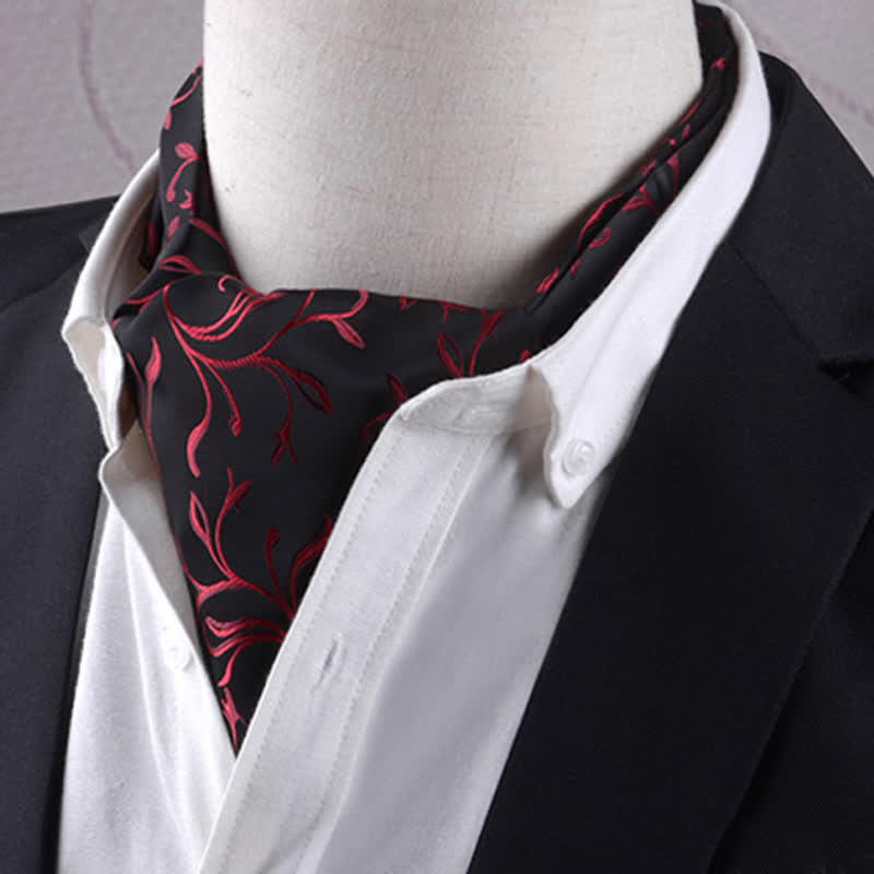 Black & Red Fire Leaves Vogue Texture Cravat - Black & Red - image 0
