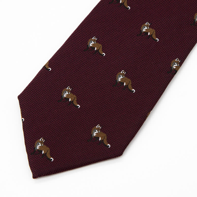 Men's Burgundy Prowling Little Foxes Necktie - image 2