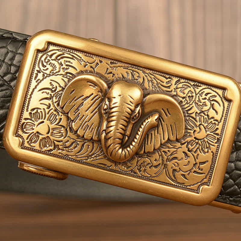 Men's Punk Elephant Alligator Pattern Leather Belt - image 5