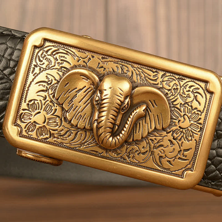 Men's Punk Elephant Alligator Pattern Leather Belt - image 5
