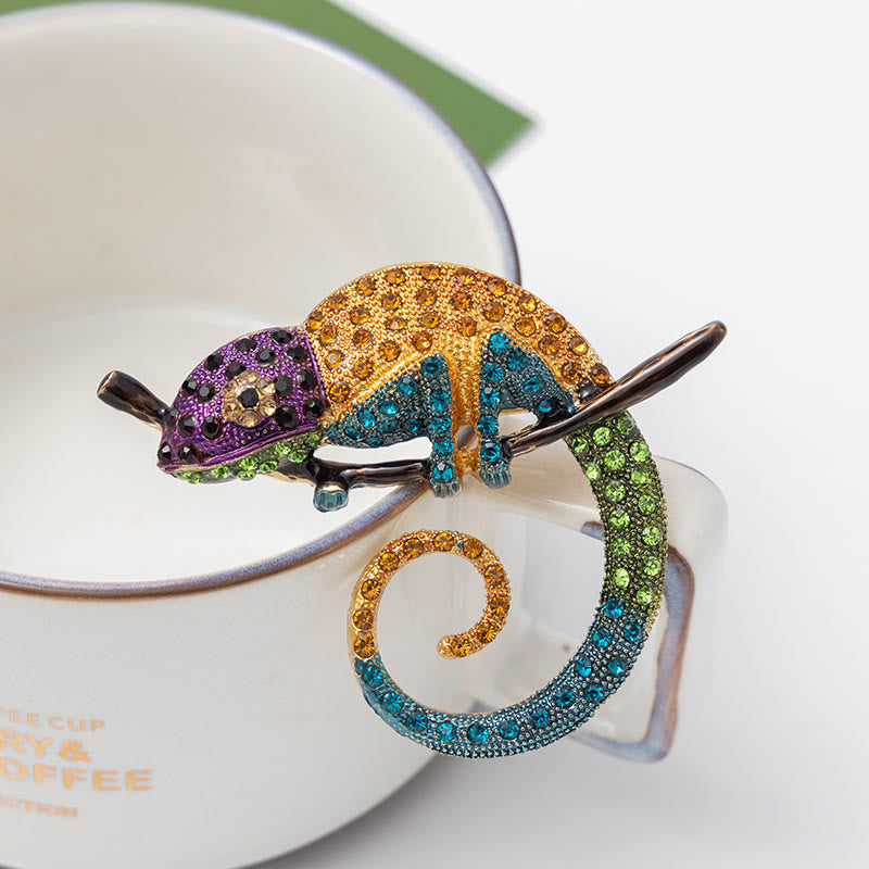 Women's Colorful Chameleon Lizard Brooch - image 2