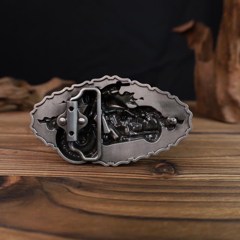 Men's DIY Locomotive Motorcycle Buckle Leather Belt - image 1