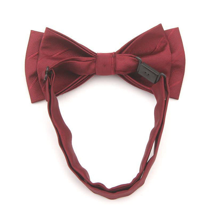 Men's Double-layer Plain Striped Bow Tie - image 7