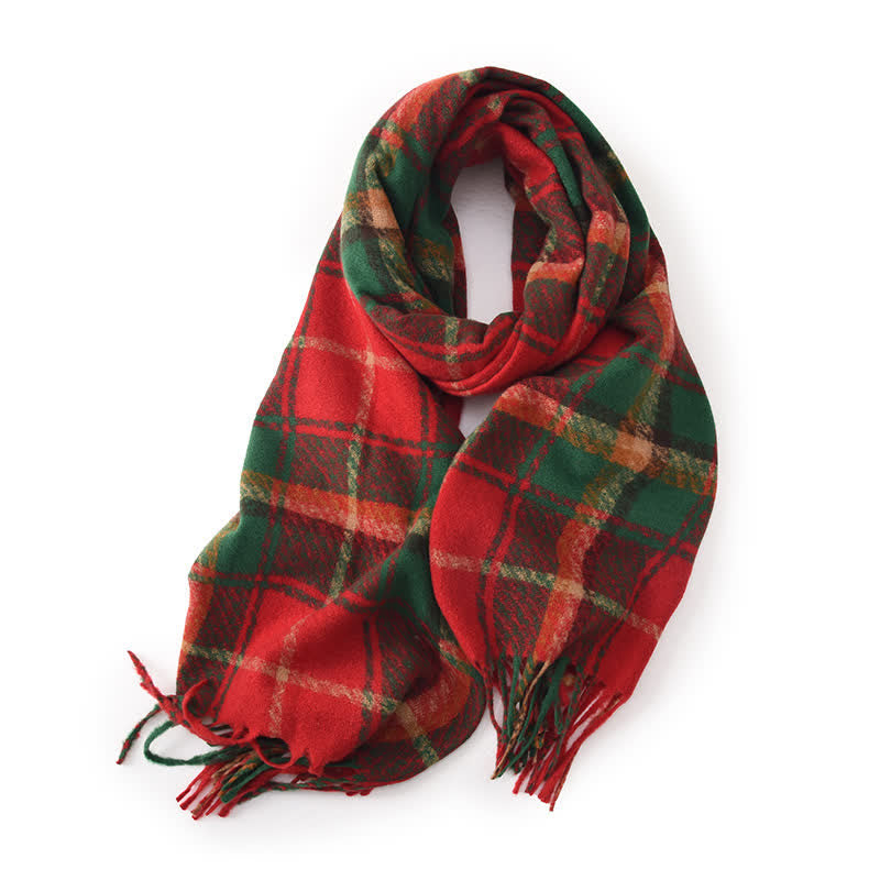 Women's Daily Knit Woven Tartan Checker Scarf - Red - image 1