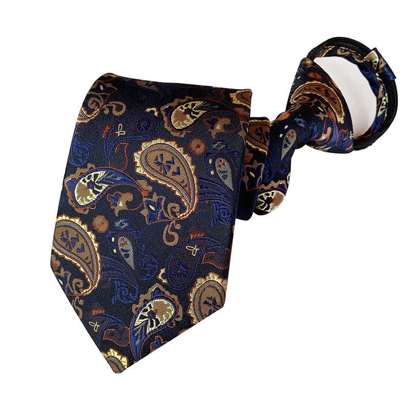 Men's Retro Paisley Zipper Tie Floral Necktie - image 2