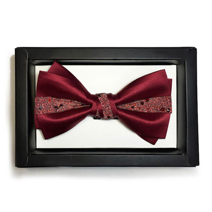 Men's Color of Red Rhinestone Bow Tie Pocket Square - Red - Bow Tie - image 6