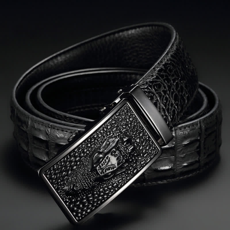 Men's Exotic Alligator Head Buckle Leather Belt - image 1