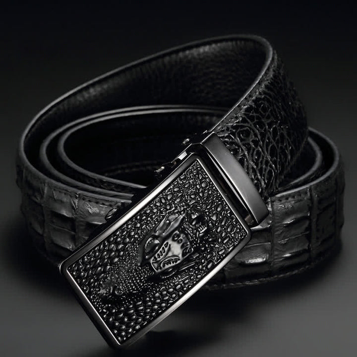 Men's Exotic Alligator Head Buckle Leather Belt - image 1