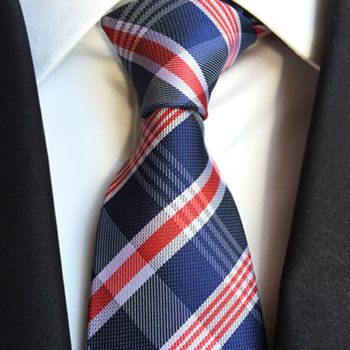 Men's Modernity Business Plaid Necktie - Red & Navy - image 1