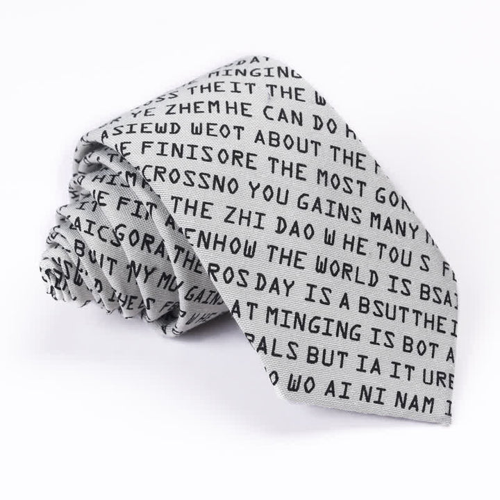 Men's Creative Casual English Letter Necktie - Gray - image 6