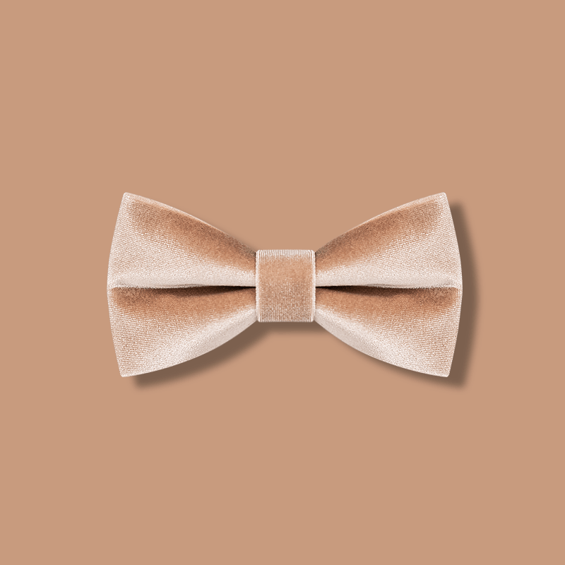 Men's Champagne Solid Color Velvet Bow Tie - Champagne - image 1