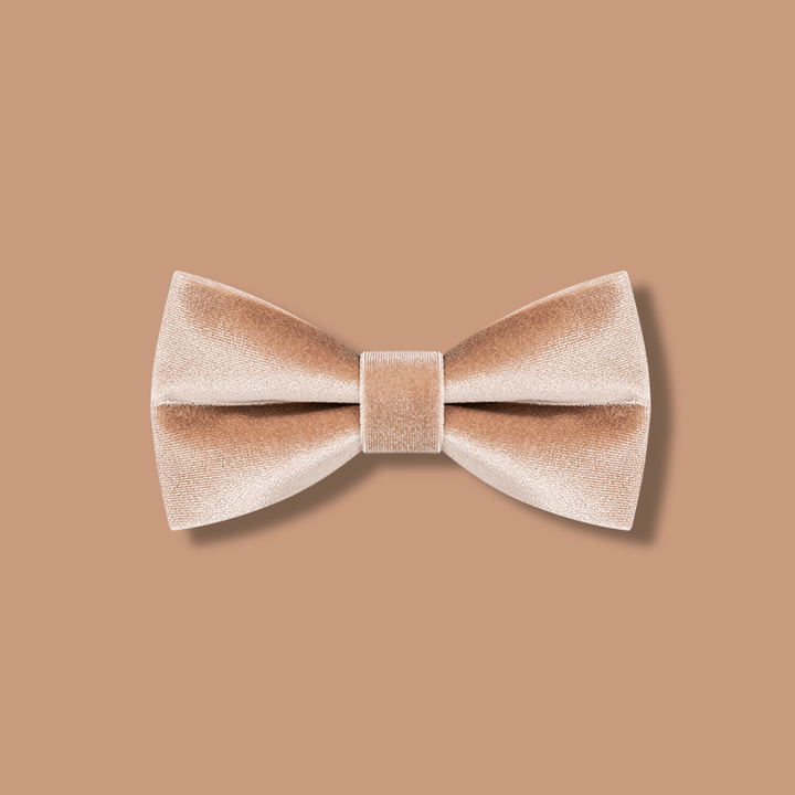 Men's Champagne Solid Color Velvet Bow Tie - Champagne - image 1