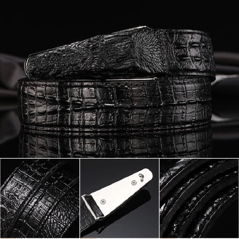 Men's Lifelike Crocodile Head Buckle Leather Belt - image 6