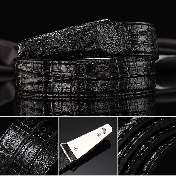 Men's Lifelike Crocodile Head Buckle Leather Belt - image 6