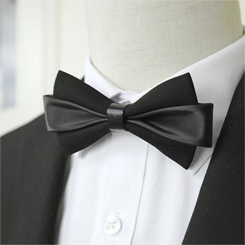 Men's Double Color PU Leather Bow Tie - image 4