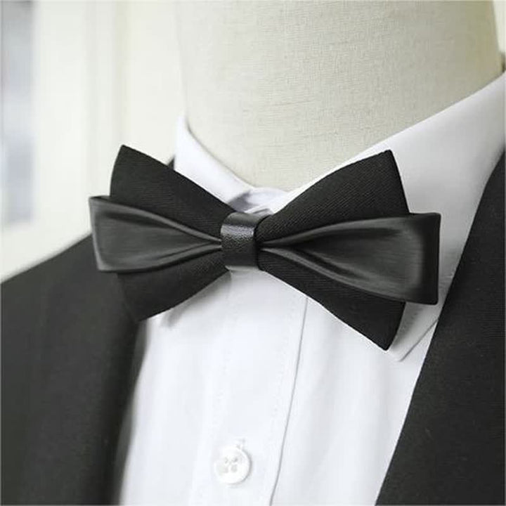 Men's Double Color PU Leather Bow Tie - image 4