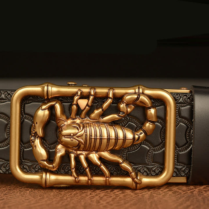 Men's Scorpion Embossed Engraved Leather Belt - image 4