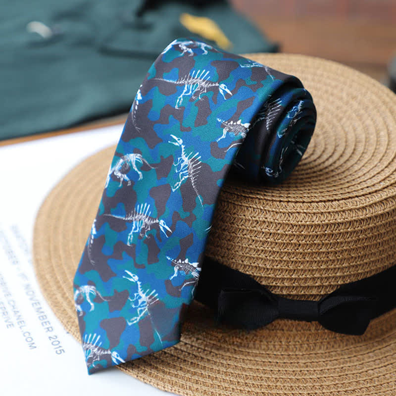 Men's Colourful Prehistoric Creatures Necktie - Dinosaur Fossils - image 12