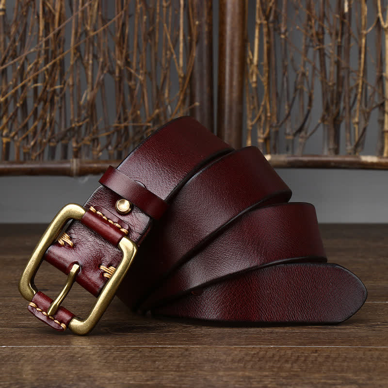 Men's Leisure Heavy Copper Buckle Leather Belt - image 9