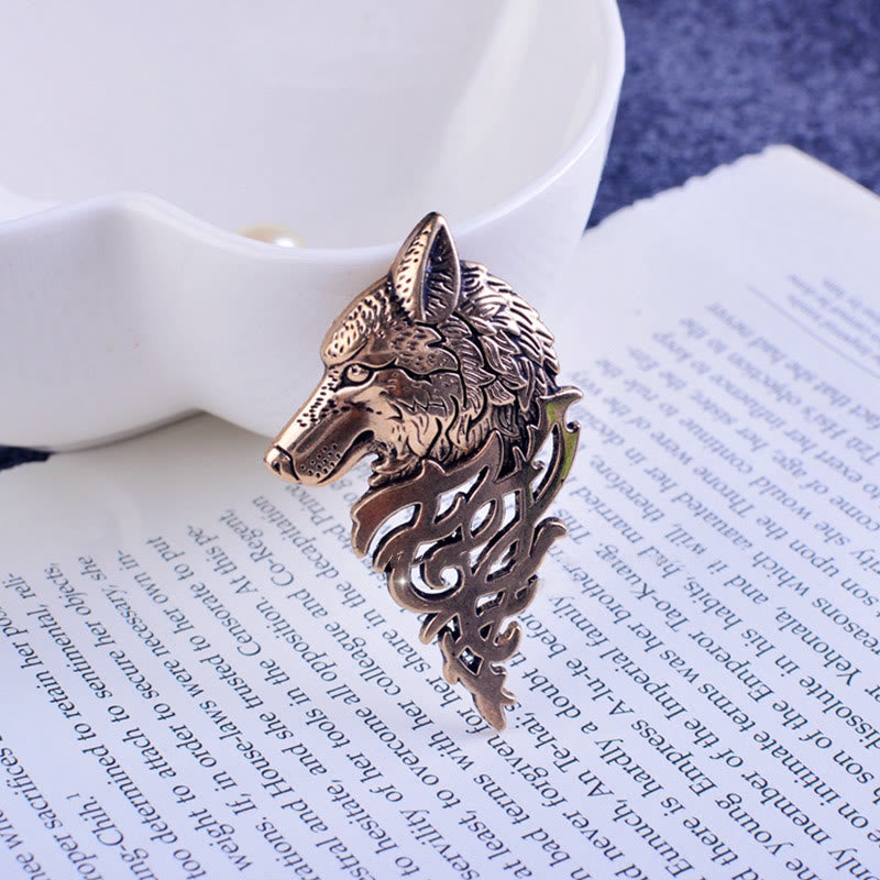 Men's Glamorous Hollow Wolf Head Brooch - image 2