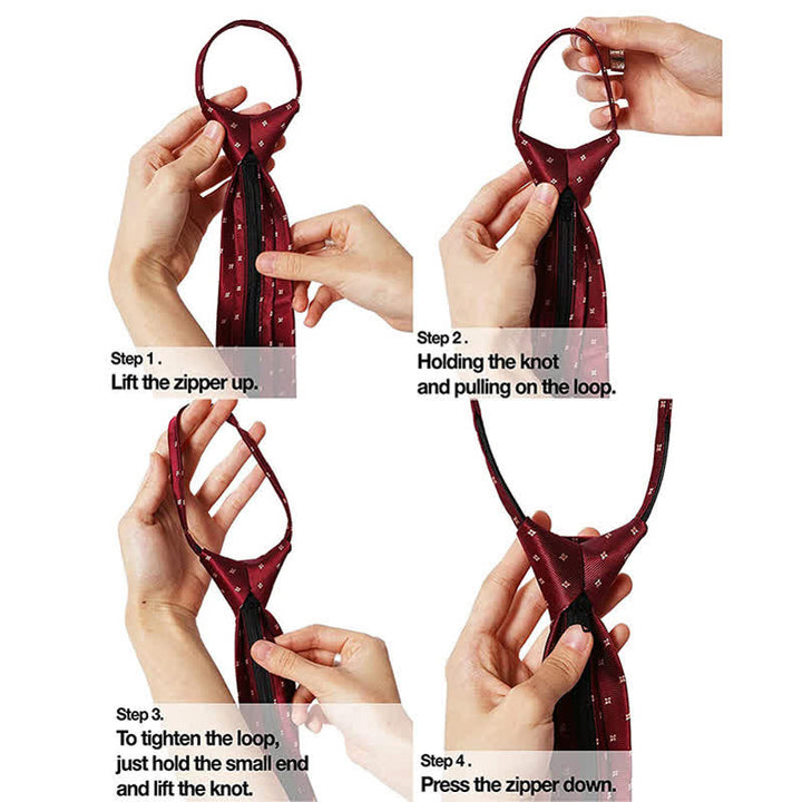 Men's Solid Color Zipper Tie Adjustable Necktie - image 7