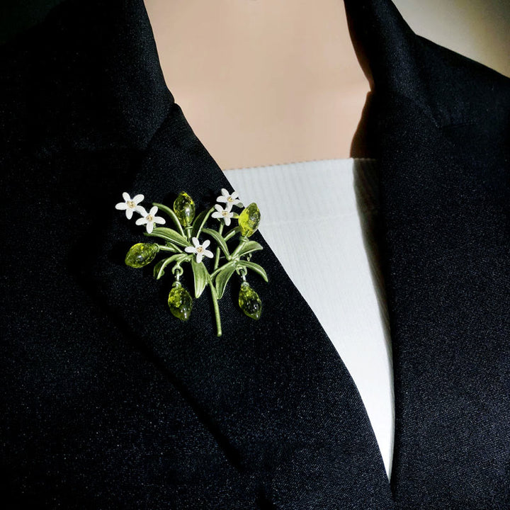 Women's Green Plant Lemon Drop Brooch  - image 1