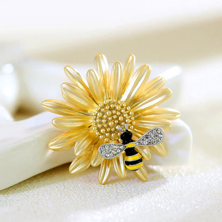 Women's Sweet Sunflower Bee Brooch - image 2