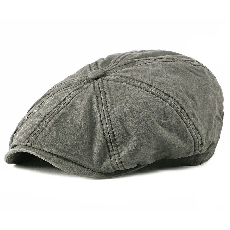Casual Washed Aged Cotton Beret Cap - Army Green - M (22"-22 7/8") - image 6