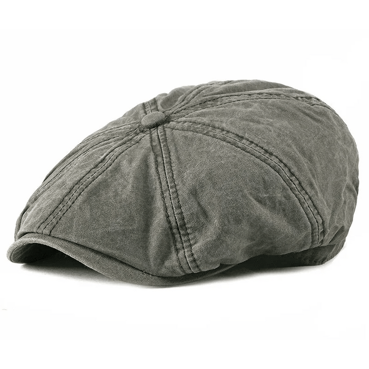 Casual Washed Aged Cotton Beret Cap - Army Green - M (22"-22 7/8") - image 6